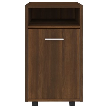 vidaXL Ντουλάπι με Ροδάκια Καφέ Δρυς 33x38x60cm Επεξεργασμένο ξύλο 1 τεμ.