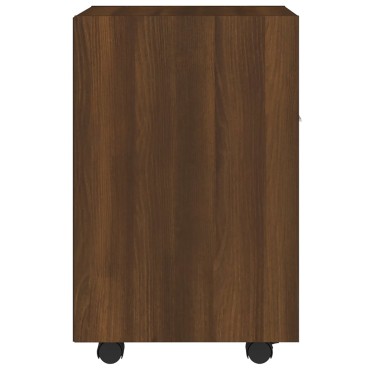 vidaXL Ντουλάπι με Ροδάκια Καφέ Δρυς 33x38x60cm Επεξεργασμένο ξύλο 1 τεμ.