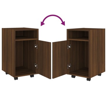 vidaXL Ντουλάπι με Ροδάκια Καφέ Δρυς 33x38x60cm Επεξεργασμένο ξύλο 1 τεμ.