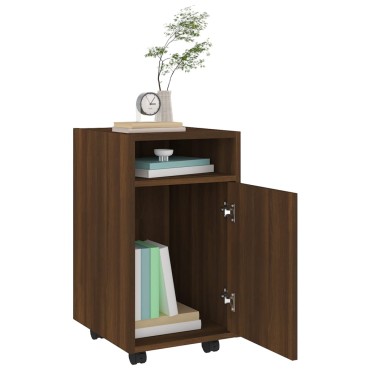 vidaXL Ντουλάπι με Ροδάκια Καφέ Δρυς 33x38x60cm Επεξεργασμένο ξύλο 1 τεμ.