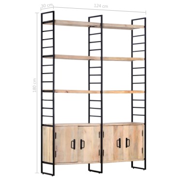 vidaXL Βιβλιοθήκη με 4 Επίπεδα 124x30x180cm Μασίφ Ξύλο Μάνγκο 1 τεμ.
