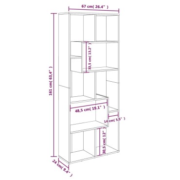vidaXL Βιβλιοθήκη Καπνιστή Δρυς 67x24x161cm από Επεξεργασμένο Ξύλο 1 τεμ.