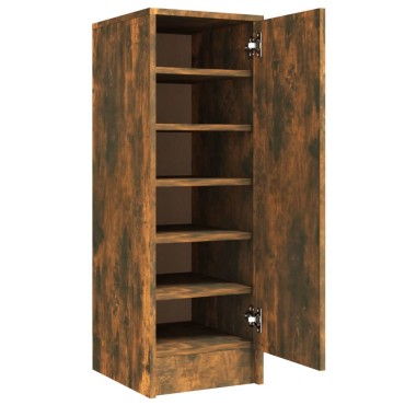 vidaXL Παπουτσοθήκη Καπνιστή Δρυς 32x35x92cm από Επεξεργασμένο Ξύλο
