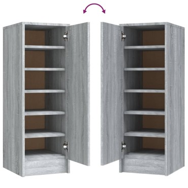 vidaXL Παπουτσοθήκη Γκρι Sonoma 32x35x92cm από Επεξεργασμένο Ξύλο