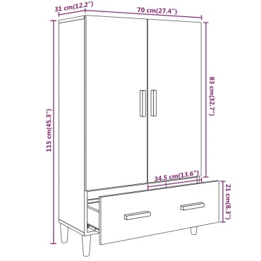 vidaXL Ντουλάπα Sonoma Δρυς 70x31x115cm από Επεξεργασμένο Ξύλο 1 τεμ.