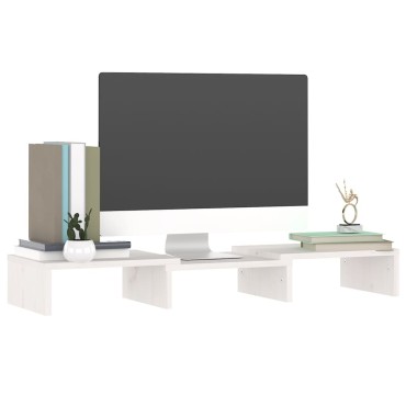 vidaXL Βάση Οθόνης Λευκή 60x24x10,5cm από Μασίφ Ξύλο Πεύκου