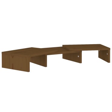 vidaXL Βάση Οθόνης Μελί 60x24x10,5cm από Μασίφ Ξύλο Πεύκου