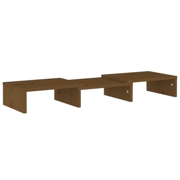 vidaXL Βάση Οθόνης Μελί 60x24x10,5cm από Μασίφ Ξύλο Πεύκου