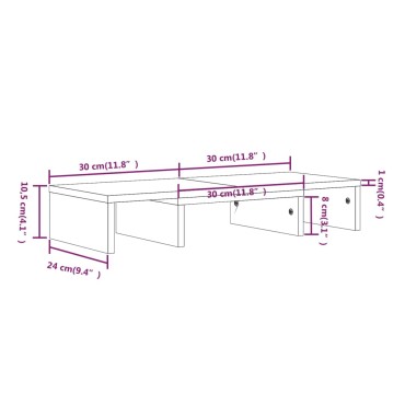 vidaXL Βάση Οθόνης Μελί 60x24x10,5cm από Μασίφ Ξύλο Πεύκου