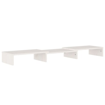 vidaXL Βάση Οθόνης Λευκή 80x24x10,5cm από Μασίφ Ξύλο Πεύκου