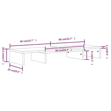 vidaXL Βάση Οθόνης Λευκή 80x24x10,5cm από Μασίφ Ξύλο Πεύκου