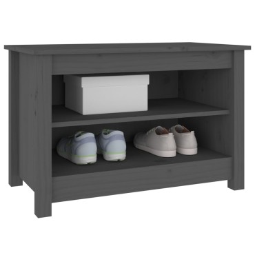 vidaXL Παπουτσοθήκη Γκρι 70x38x45,5cm από Μασίφ Ξύλο Πεύκου