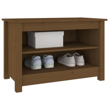 vidaXL Παπουτσοθήκη Μελί 70x38x45,5cm από Μασίφ Ξύλο Πεύκου