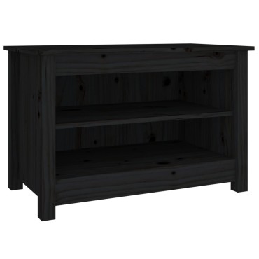 vidaXL Παπουτσοθήκη Μαύρη 70x38x45,5cm από Μασίφ Ξύλο Πεύκου