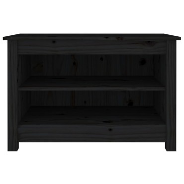 vidaXL Παπουτσοθήκη Μαύρη 70x38x45,5cm από Μασίφ Ξύλο Πεύκου