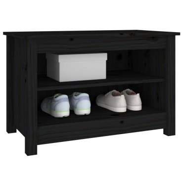 vidaXL Παπουτσοθήκη Μαύρη 70x38x45,5cm από Μασίφ Ξύλο Πεύκου