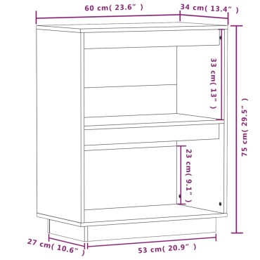 vidaXL Ντουλάπι Κονσόλα Μαύρο 60x34x75cm από Μασίφ Ξύλο Πεύκου 1 τεμ.