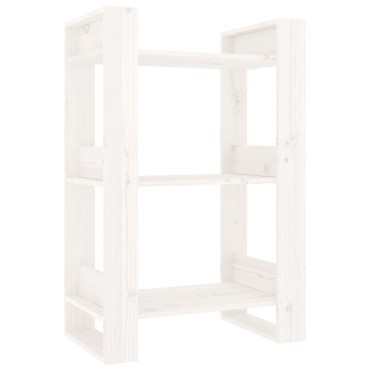 vidaXL Βιβλιοθήκη/Διαχωριστικό Χώρου Λευκό 60x35x91cm Μασίφ Πεύκο 1 τεμ.
