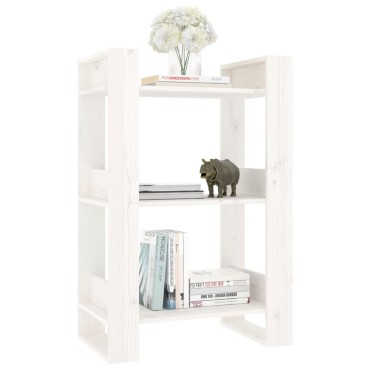 vidaXL Βιβλιοθήκη/Διαχωριστικό Χώρου Λευκό 60x35x91cm Μασίφ Πεύκο 1 τεμ.