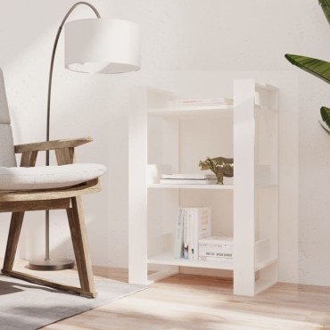 vidaXL Βιβλιοθήκη/Διαχωριστικό Χώρου Λευκό 60x35x91cm Μασίφ Πεύκο 1 τεμ.