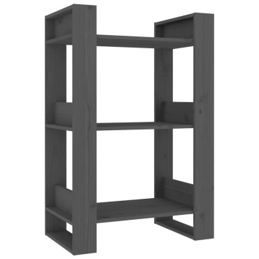 vidaXL Βιβλιοθήκη/Διαχωριστικό Χώρου Γκρι 60x35x91cm Μασίφ Πεύκο 1 τεμ.