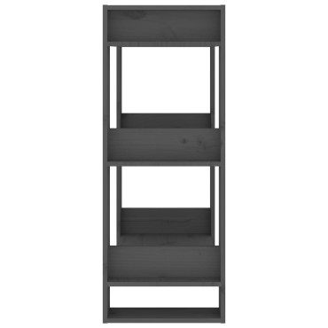vidaXL Βιβλιοθήκη/Διαχωριστικό Χώρου Γκρι 60x35x91cm Μασίφ Πεύκο 1 τεμ.