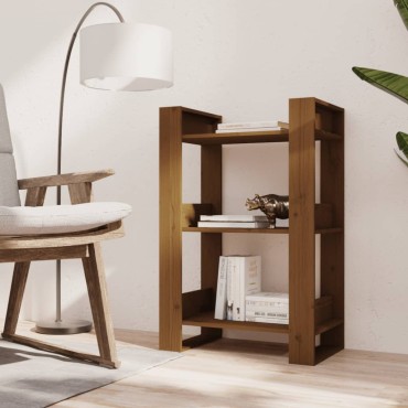vidaXL Βιβλιοθήκη/Διαχωριστικό Χώρου Μελί 60x35x91cm Μασίφ Ξύλο 1 τεμ.