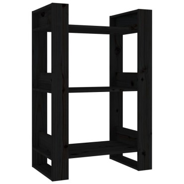 vidaXL Βιβλιοθήκη/Διαχωριστικό Χώρου Μαύρο 60x35x91cm Μασίφ Πεύκο 1 τεμ.