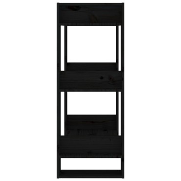vidaXL Βιβλιοθήκη/Διαχωριστικό Χώρου Μαύρο 60x35x91cm Μασίφ Πεύκο 1 τεμ.