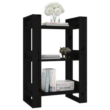 vidaXL Βιβλιοθήκη/Διαχωριστικό Χώρου Μαύρο 60x35x91cm Μασίφ Πεύκο 1 τεμ.