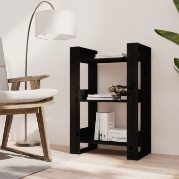 vidaXL Βιβλιοθήκη/Διαχωριστικό Χώρου Μαύρο 60x35x91cm Μασίφ Πεύκο 1 τεμ.
