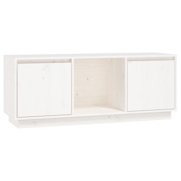 vidaXL Έπιπλο Τηλεόρασης Λευκό 110,5x35x44cm από Μασίφ Ξύλο Πεύκου