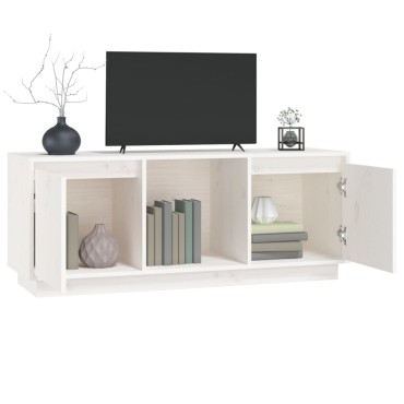 vidaXL Έπιπλο Τηλεόρασης Λευκό 110,5x35x44cm από Μασίφ Ξύλο Πεύκου