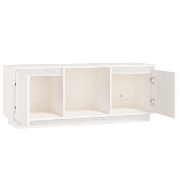 vidaXL Έπιπλο Τηλεόρασης Λευκό 110,5x35x44cm από Μασίφ Ξύλο Πεύκου