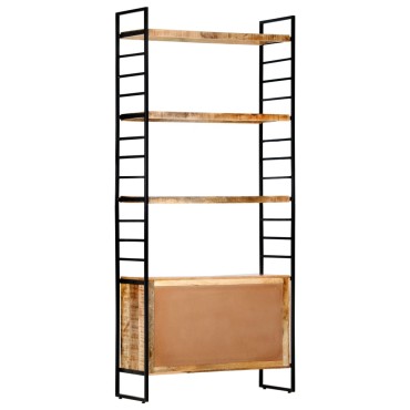vidaXL Βιβλιοθήκη με 4 Επίπεδα 80x30x180cm Ακατέργαστο Ξύλο Μάνγκο 1 τεμ.