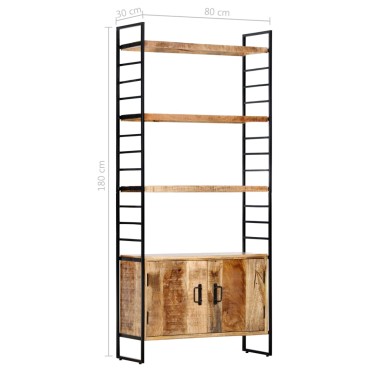 vidaXL Βιβλιοθήκη με 4 Επίπεδα 80x30x180cm Ακατέργαστο Ξύλο Μάνγκο 1 τεμ.