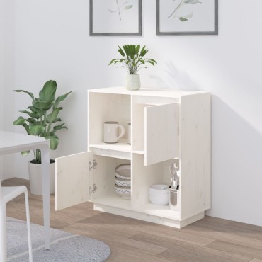 vidaXL Ντουλάπι Λευκό 74x35x80cm από Μασίφ Ξύλο Πεύκου 1 τεμ.