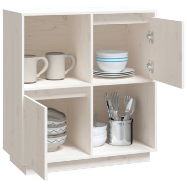 vidaXL Ντουλάπι Λευκό 74x35x80cm από Μασίφ Ξύλο Πεύκου 1 τεμ.