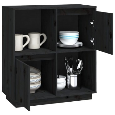 vidaXL Ντουλάπι Μαύρο 74x35x80cm από Μασίφ Ξύλο Πεύκου 1 τεμ.