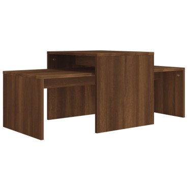 vidaXL Τραπεζάκια Σαλονιού Σετ Καφέ Δρυς 100x48x40cm Επεξεργ. Ξύλο 1 τεμ.