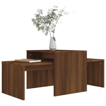 vidaXL Τραπεζάκια Σαλονιού Σετ Καφέ Δρυς 100x48x40cm Επεξεργ. Ξύλο 1 τεμ.
