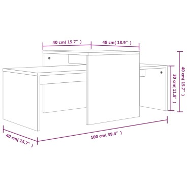 vidaXL Τραπεζάκια Σαλονιού Σετ Καφέ Δρυς 100x48x40cm Επεξεργ. Ξύλο 1 τεμ.