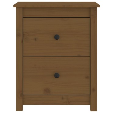 vidaXL Κομοδίνα 2 τεμ. Μελί 50x35x61,5cm από Μασίφ Ξύλο Πεύκου