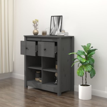 vidaXL Συρταριέρα Γκρί 70x35x80cm από Μασίφ Ξύλο Πεύκου 1 τεμ.