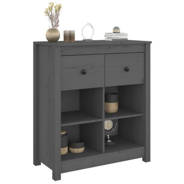 vidaXL Συρταριέρα Γκρί 70x35x80cm από Μασίφ Ξύλο Πεύκου 1 τεμ.
