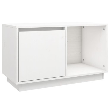 vidaXL Έπιπλο Τηλεόρασης Λευκό 74x35x44cm από Μασίφ Ξύλο Πεύκου