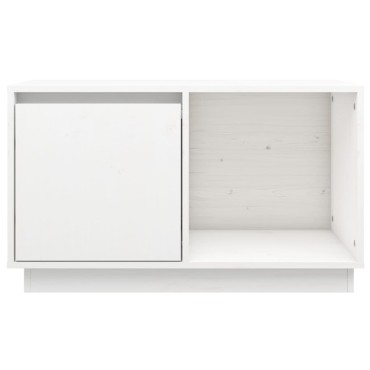 vidaXL Έπιπλο Τηλεόρασης Λευκό 74x35x44cm από Μασίφ Ξύλο Πεύκου