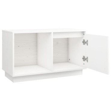 vidaXL Έπιπλο Τηλεόρασης Λευκό 74x35x44cm από Μασίφ Ξύλο Πεύκου