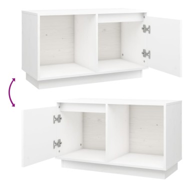 vidaXL Έπιπλο Τηλεόρασης Λευκό 74x35x44cm από Μασίφ Ξύλο Πεύκου