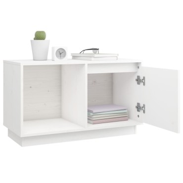 vidaXL Έπιπλο Τηλεόρασης Λευκό 74x35x44cm από Μασίφ Ξύλο Πεύκου